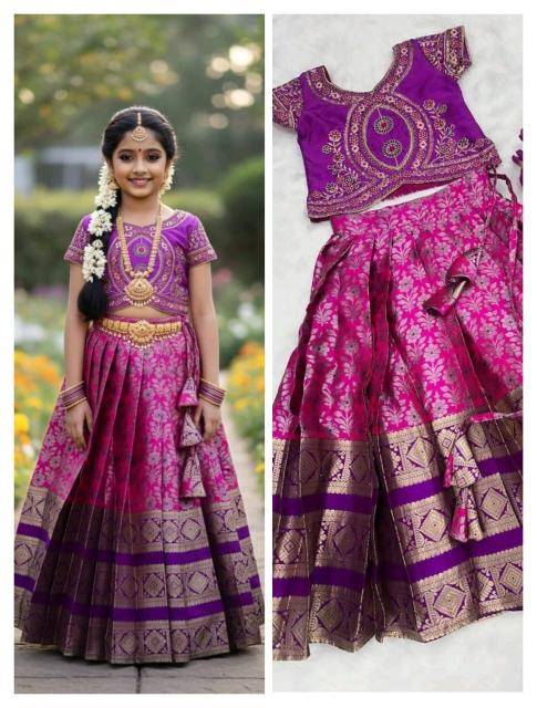 kids lehenga lichi silk  Children wear wholesaler in Surat